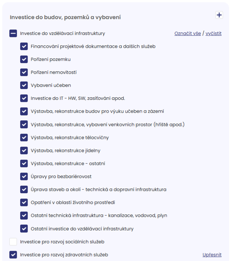 Podporované aktivity